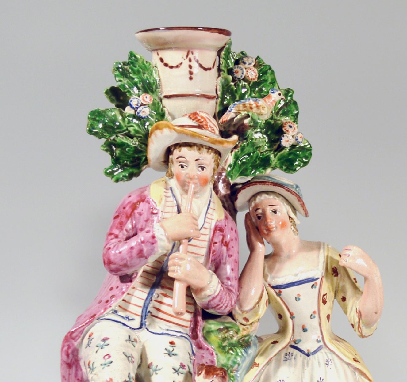 Staffordshire pearlware pair of large candlestick figure groups,
Liberty & Matrimony & 