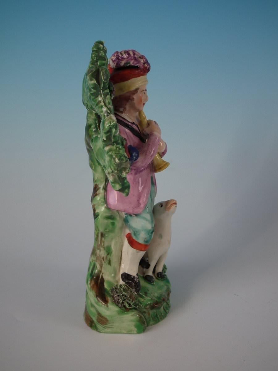 Staffordshire Pearlware Piper with Dog Bocage Figure For Sale 7