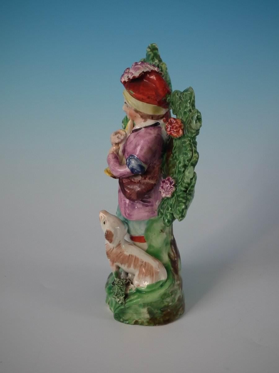 Staffordshire Pearlware Piper with Dog Bocage Figure For Sale 9