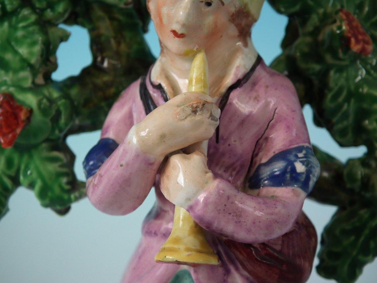 Staffordshire Pearlware Piper with Dog Bocage Figure For Sale 1
