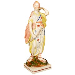 Staffordshire Pearlware Pottery Figure of Diana, Wood Family, Early 19th Century