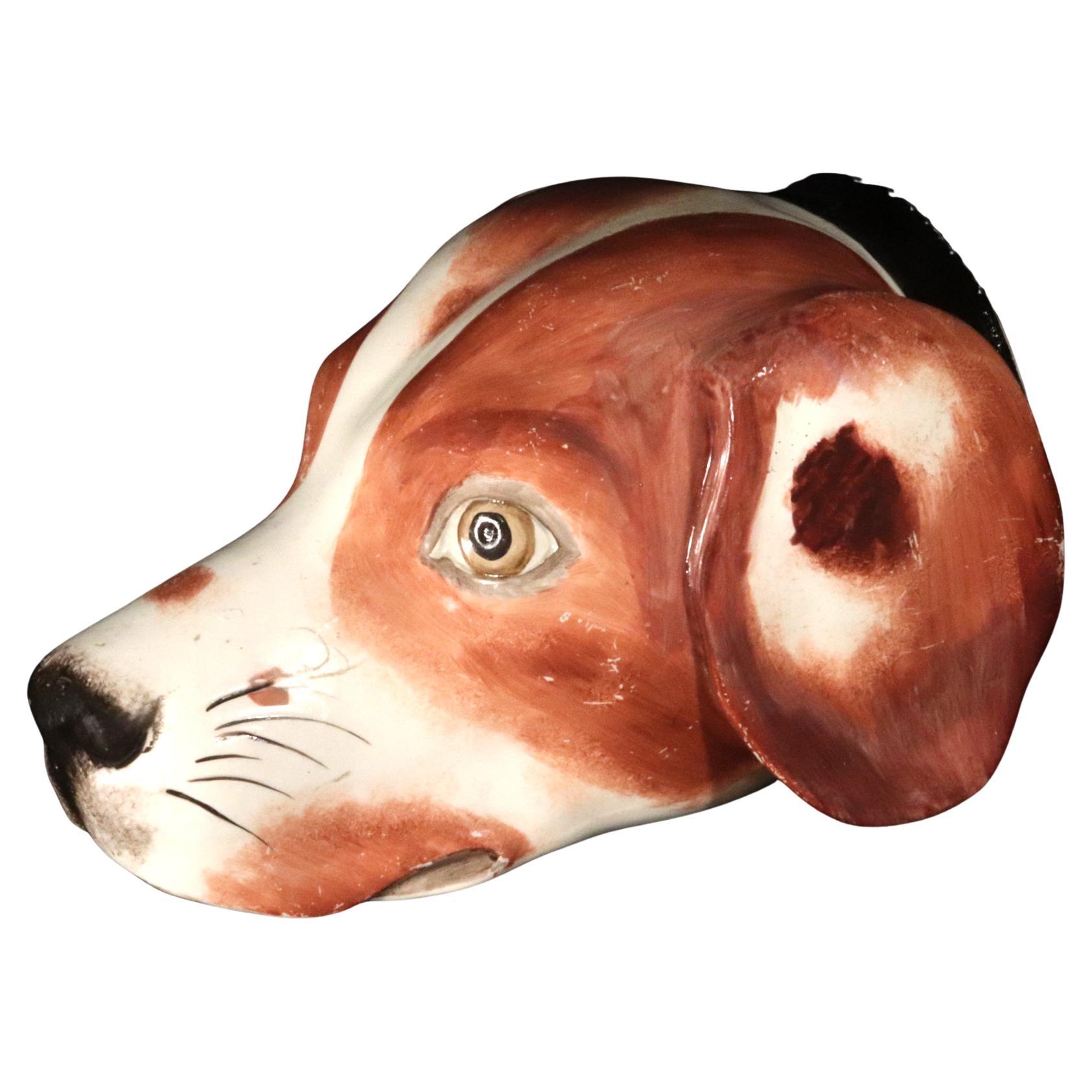 Staffordshire Pearlware Pottery Fox Hound Stirrup Cup