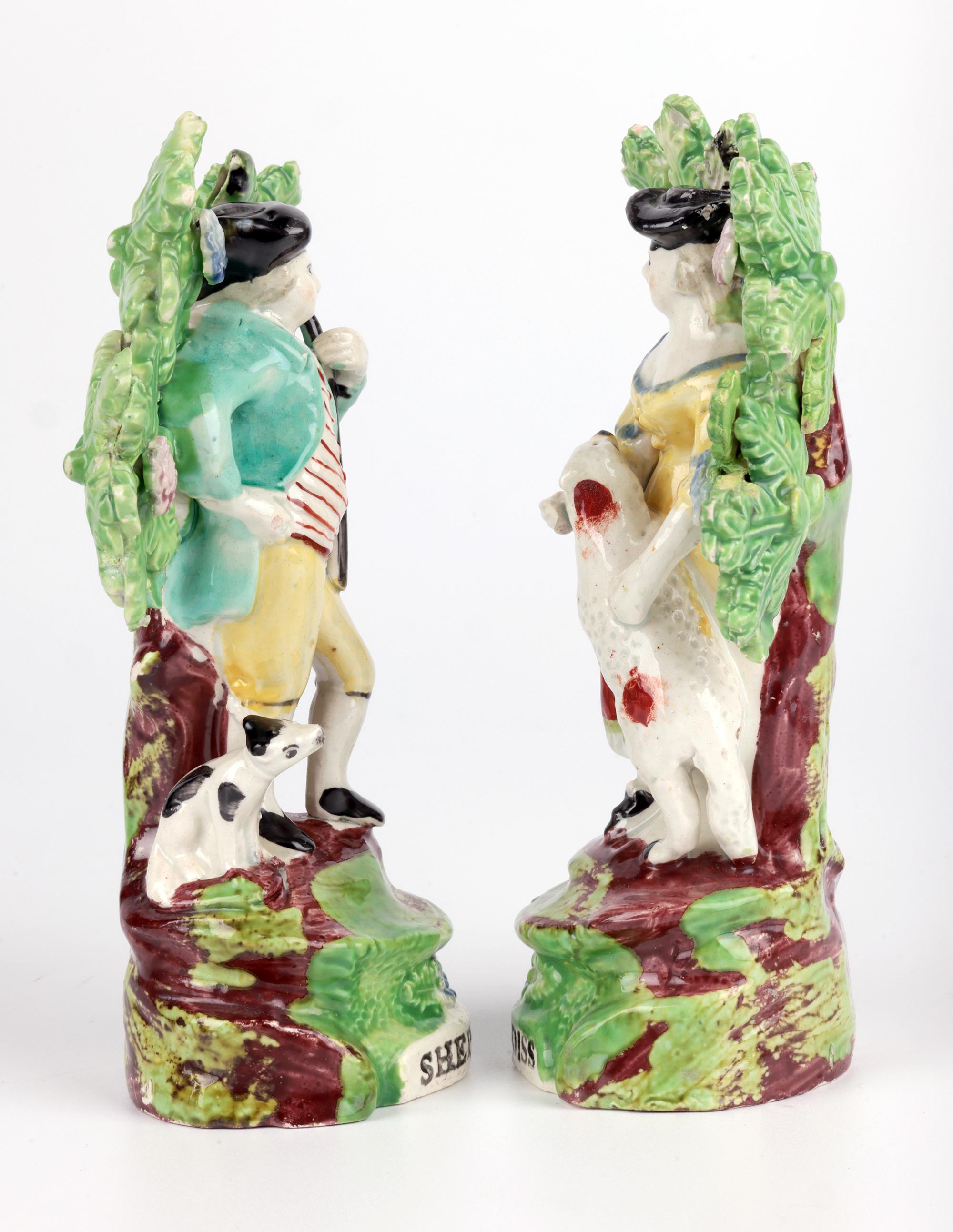 Staffordshire Pearlware Töpferei Hirte & Hirtin Figuren im Angebot 4