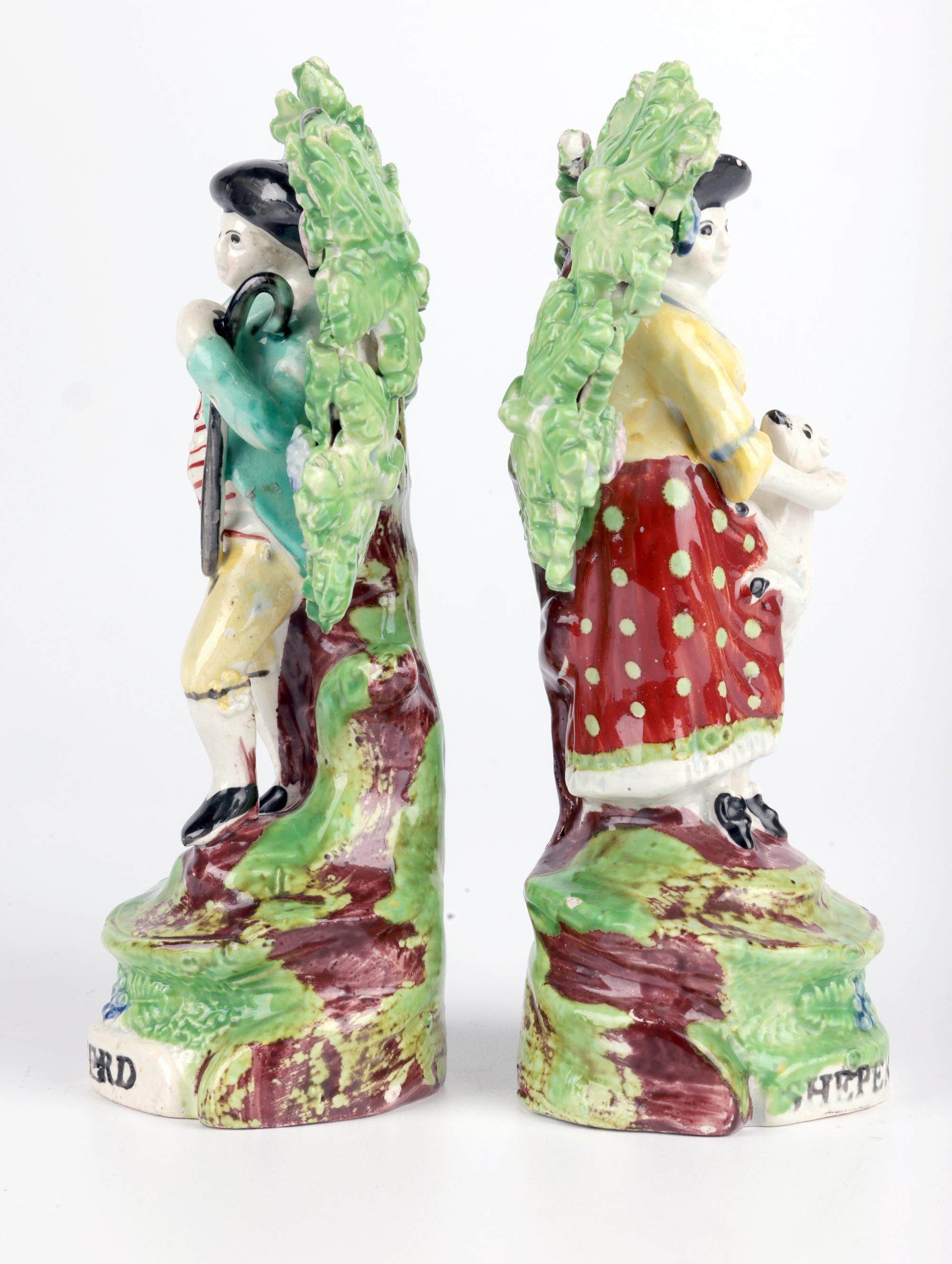 Staffordshire Pearlware Töpferei Hirte & Hirtin Figuren im Angebot 11