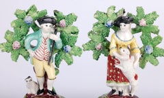 Staffordshire Pearlware Pottery Shepherd & Shepherdess Figures