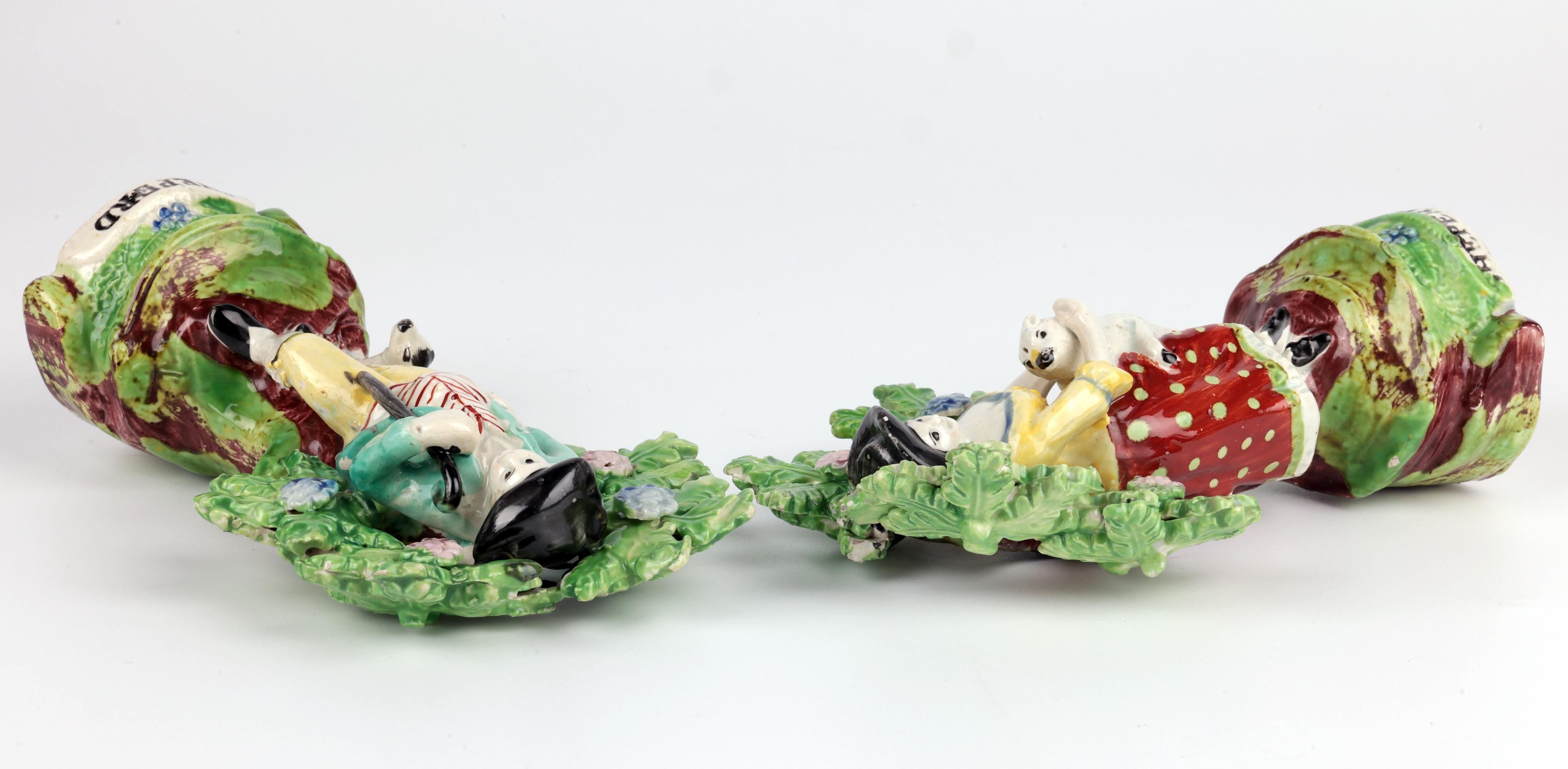 Staffordshire Pearlware Töpferei Hirte & Hirtin Figuren im Zustand „Gut“ im Angebot in Bishop's Stortford, Hertfordshire