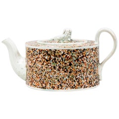 Staffordshire Pearlware Teapot and Cover with Inlaid Agate Surface