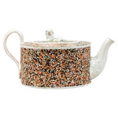Staffordshire Pearlware Teapot and Cover with Inlaid Agate Surface