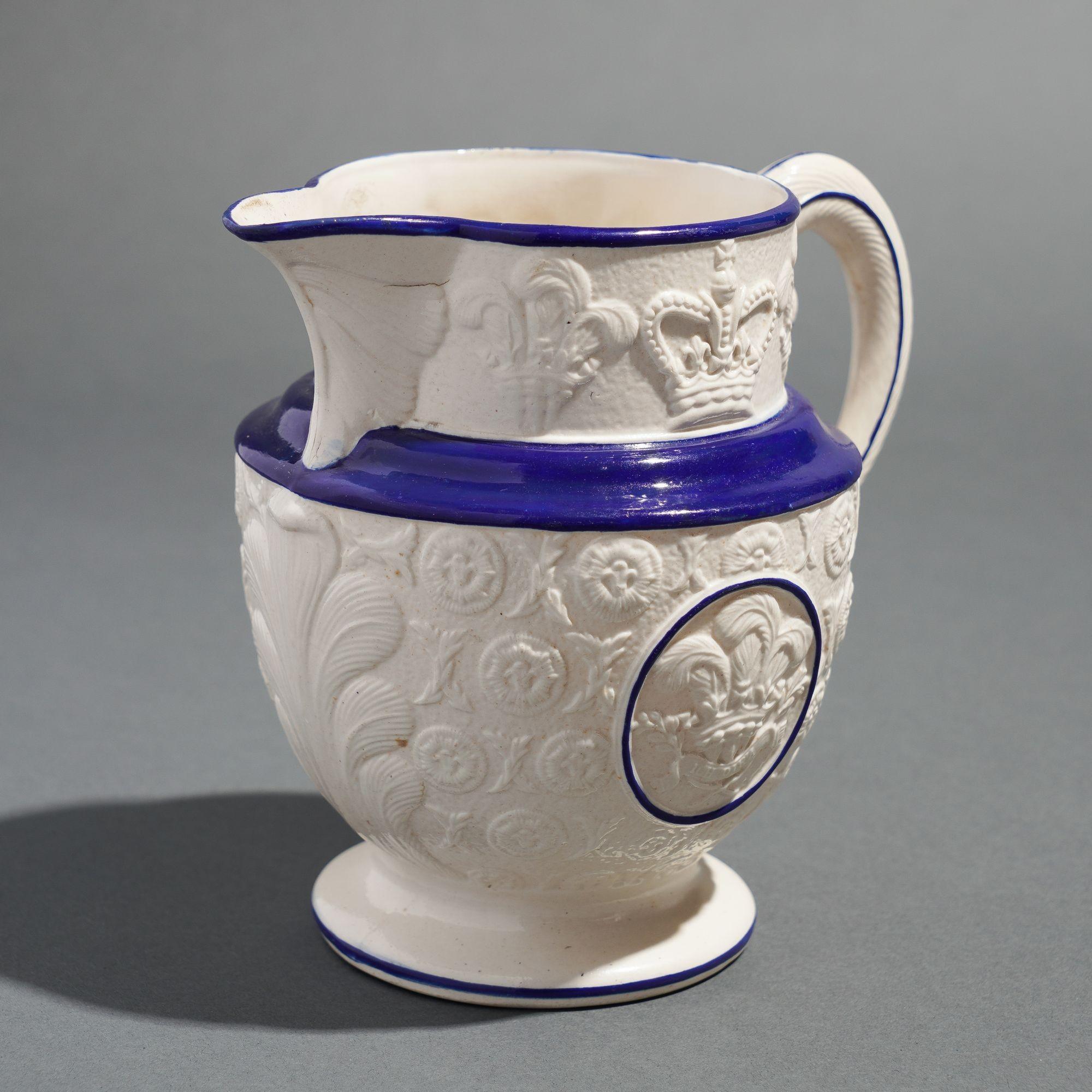 Staffordshire pitcher commemorating the coronation of George IV, 1821 For Sale 2