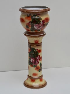 Mid-Century Modern Staffordshire Ceramic Jardinière on Column, 89cm