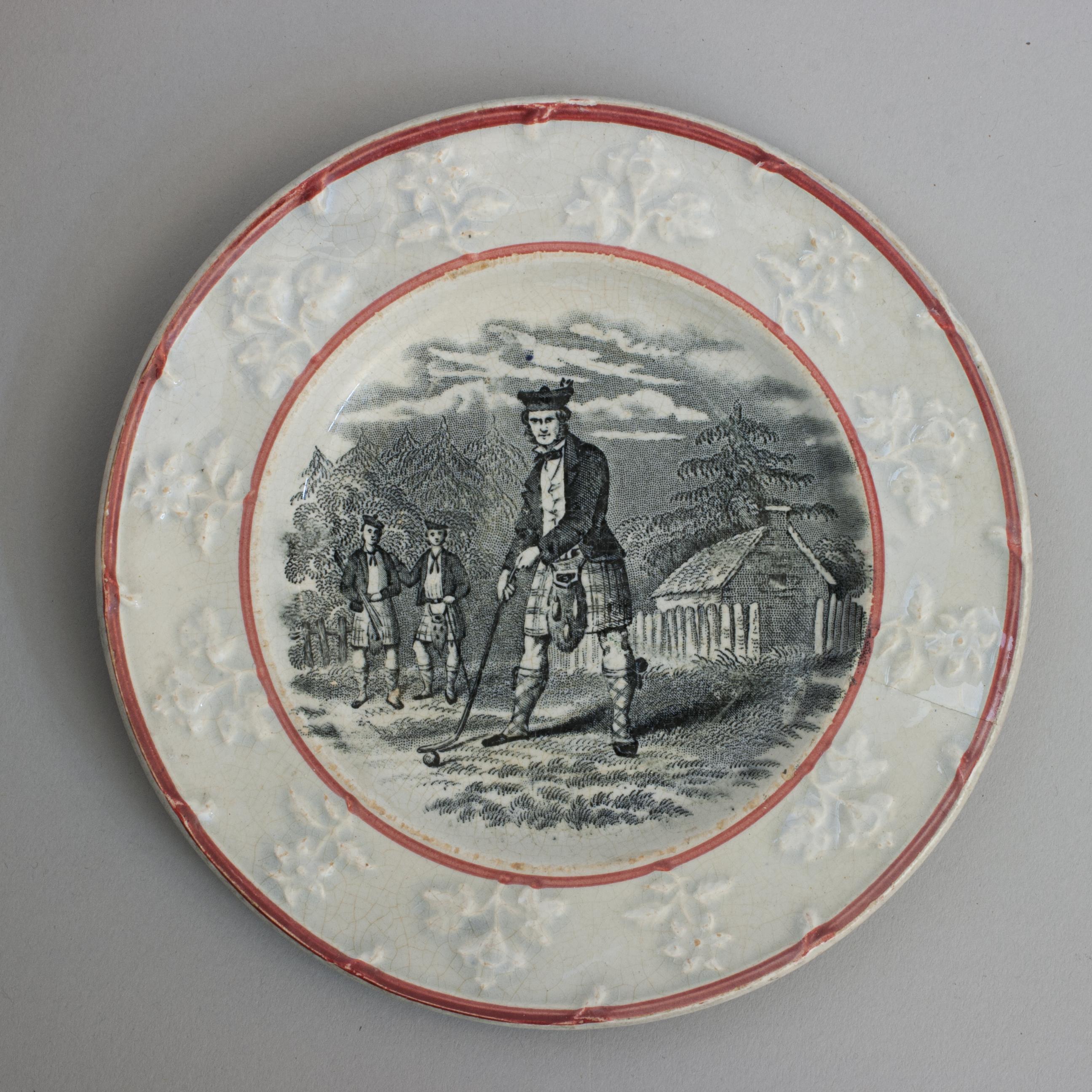 Sporting Art Staffordshire Plate With Scottish Golf Scene