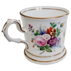 Staffordshire Porcelain Christening Mug, White with Flowers, Victorian, 1867
