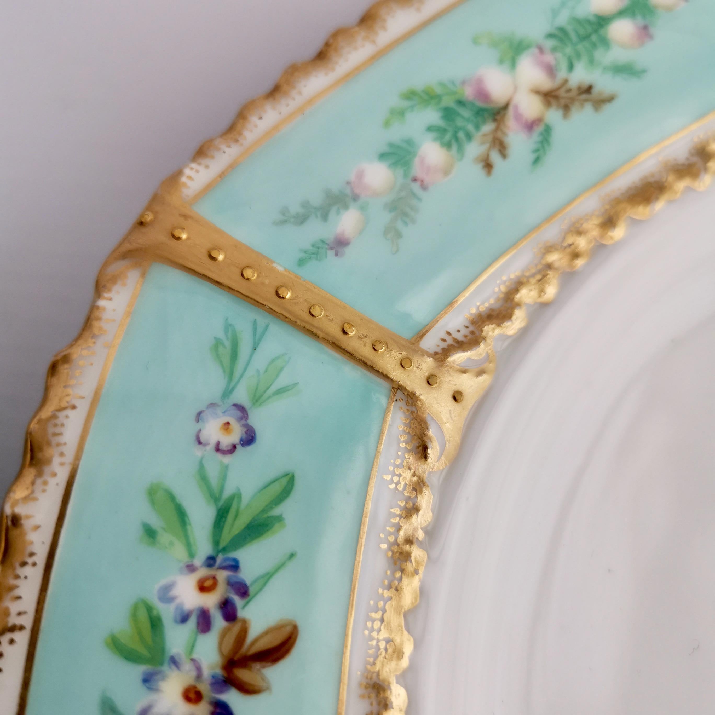Staffordshire Porcelain Dessert Service, Duck Egg Blue, Victorian, ca 1860 7