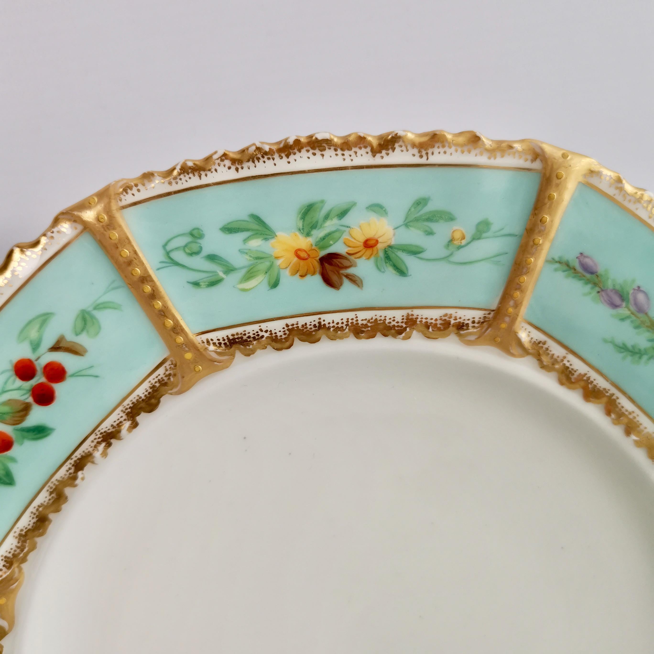 Staffordshire Porcelain Dessert Service, Duck Egg Blue, Victorian, ca 1860 2