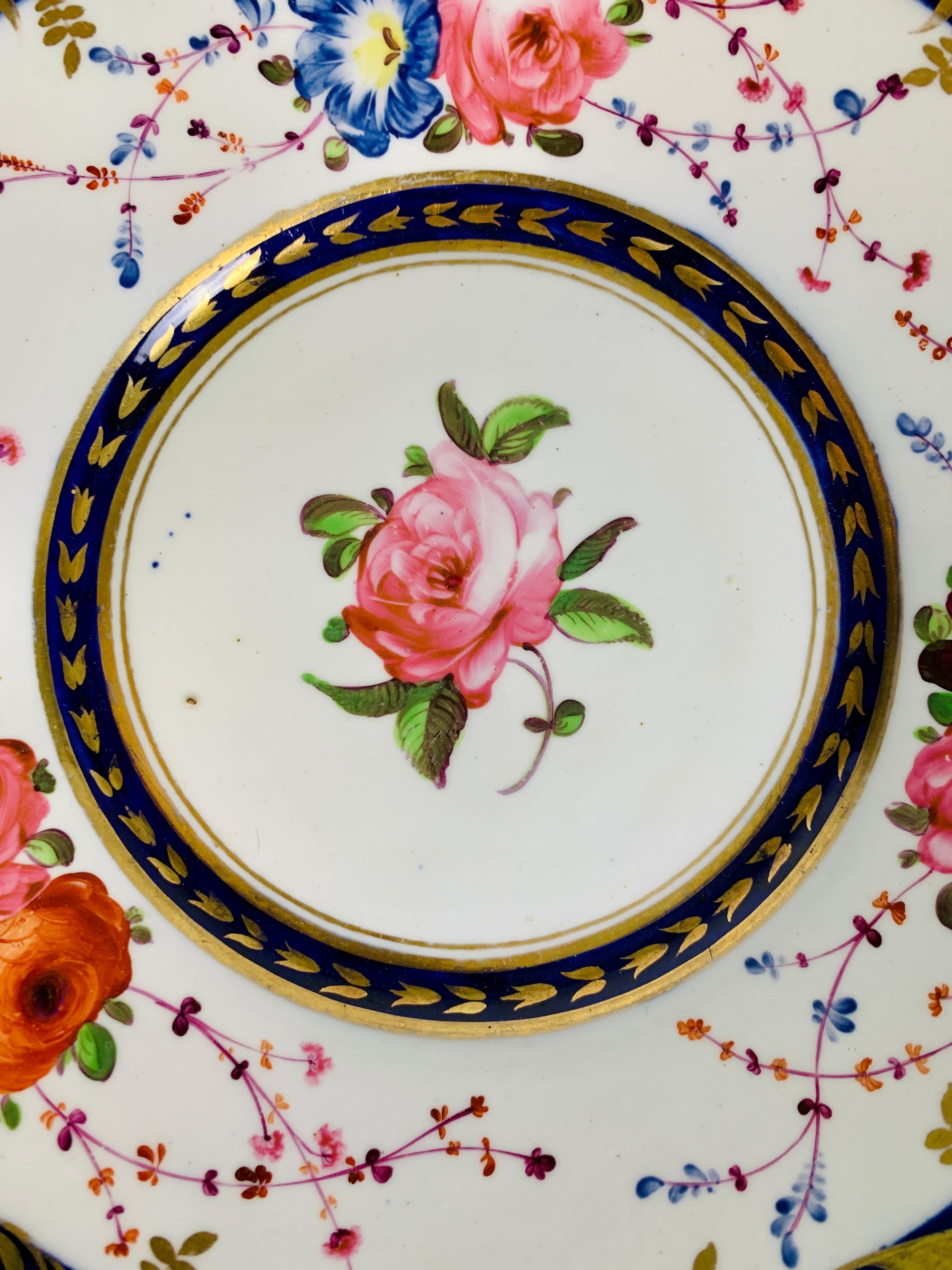 Regency Antique English Porcelain Dish Made in England Circa 1820 Decorated with Roses For Sale