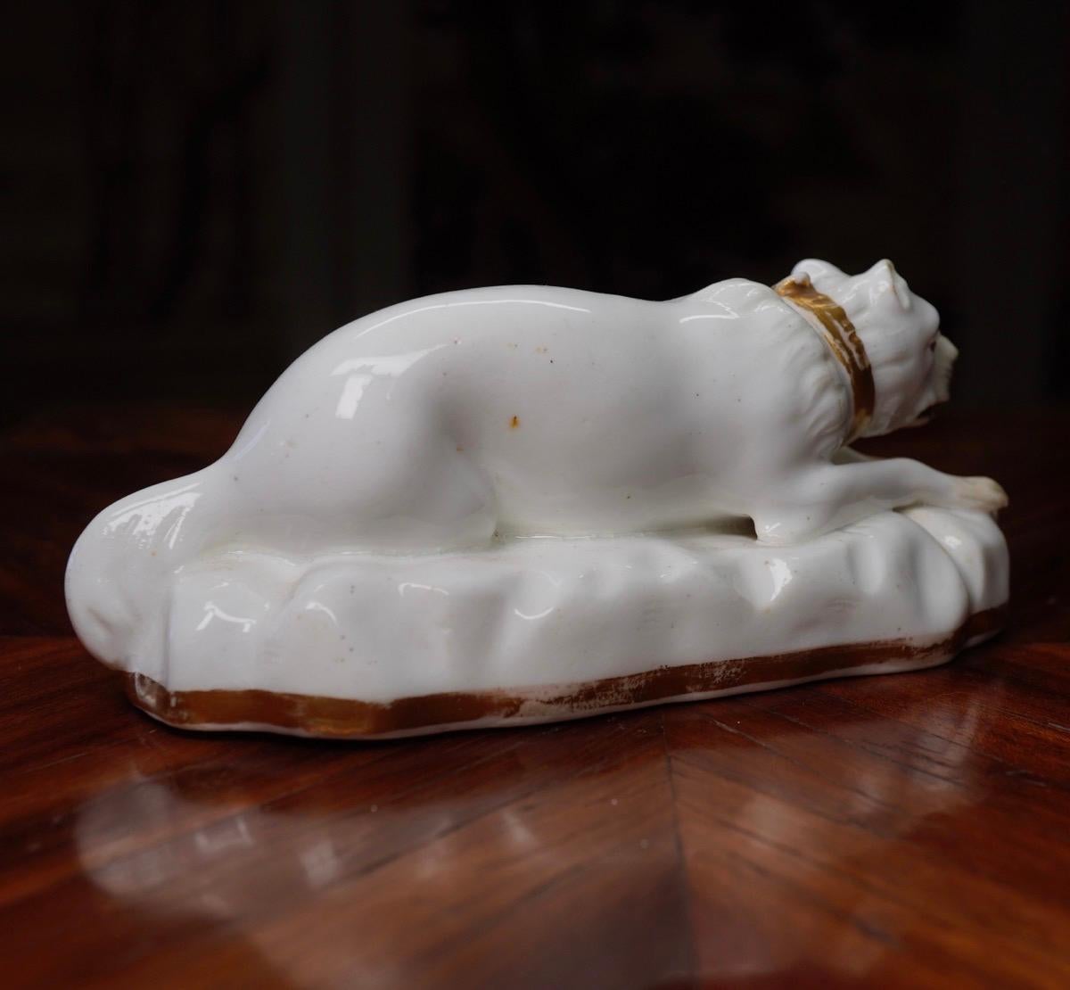 English Staffordshire Porcelain Dog, Possibly Alcock, circa 1830 For Sale