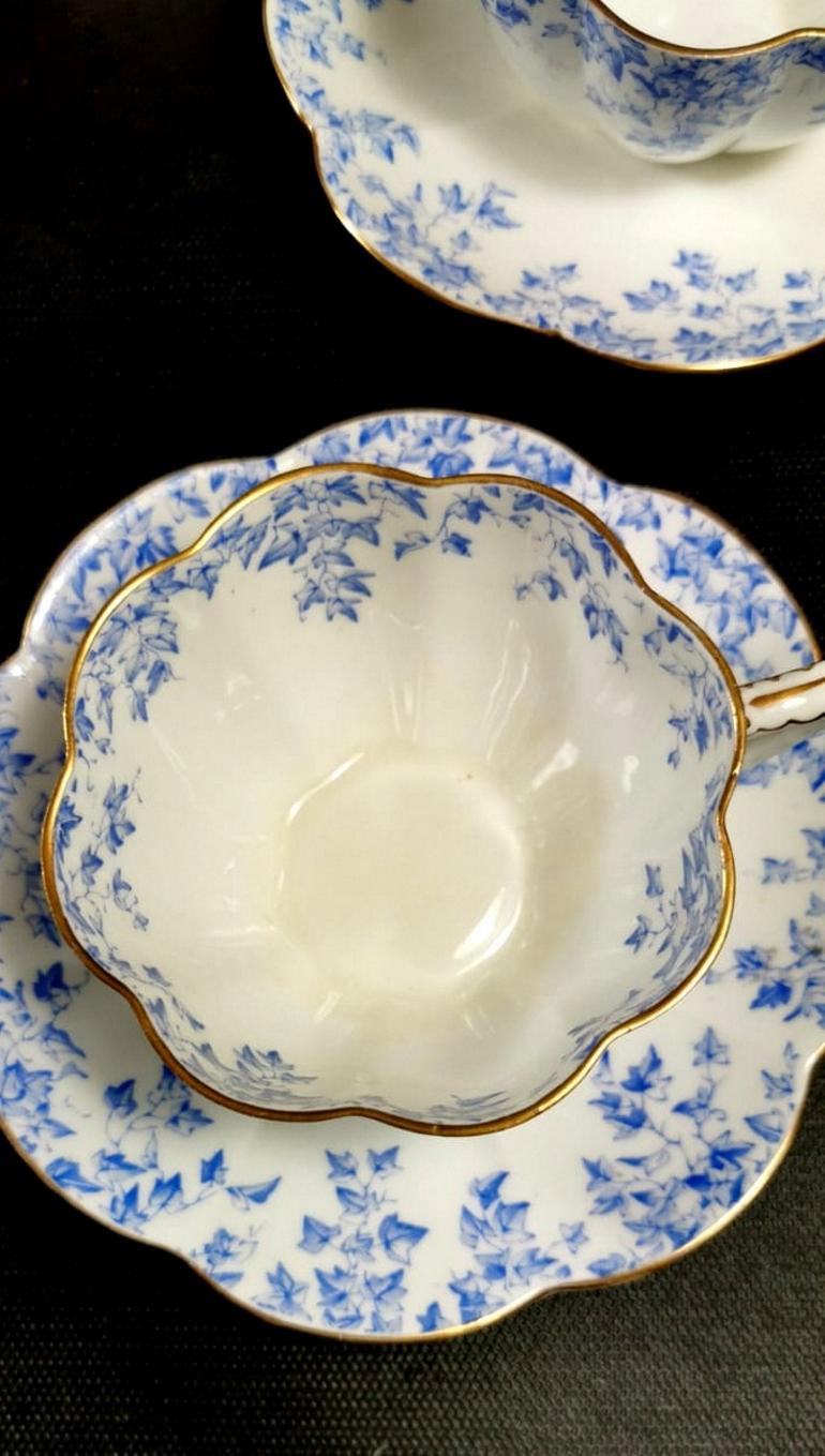 Staffordshire Porcelain Service English Coffee-Tea Cups with Plate 4