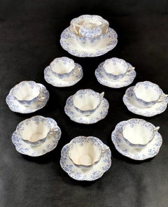 Staffordshire Porcelain Service English Coffee-Tea Cups with Plate