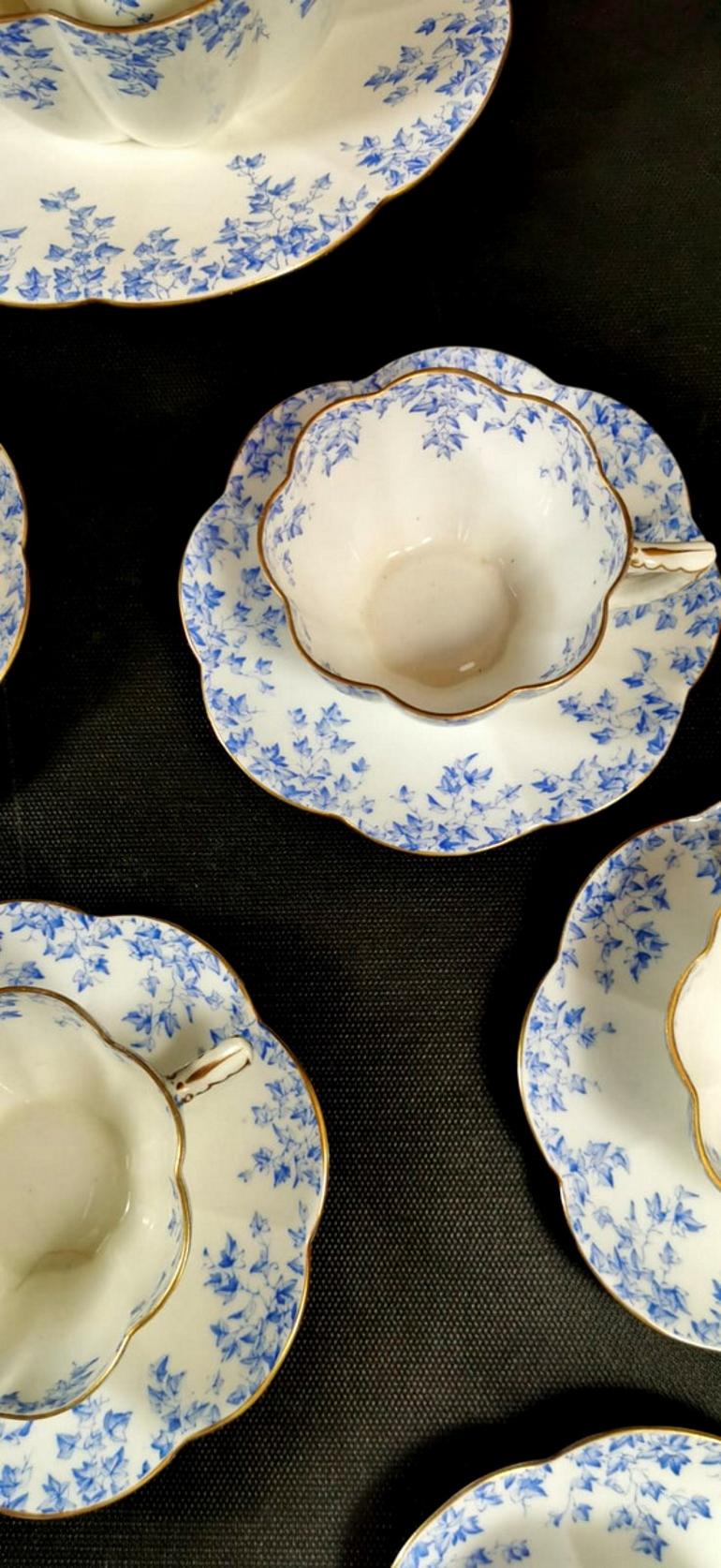 Staffordshire Porcelain Service English Coffee-Tea Cups with Plate 1