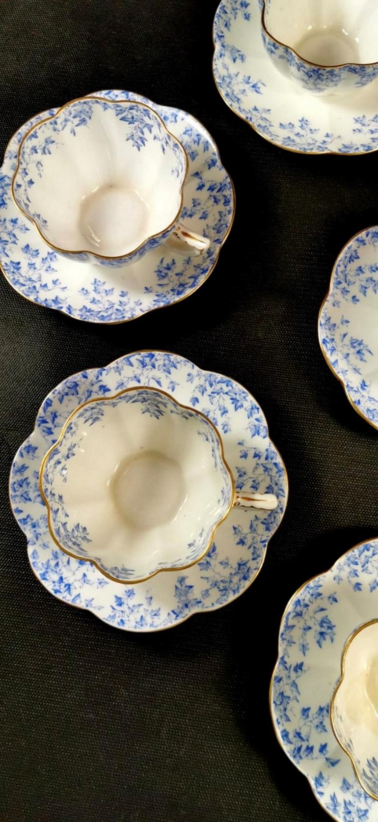 Staffordshire Porcelain Service English Coffee-Tea Cups with Plate 2