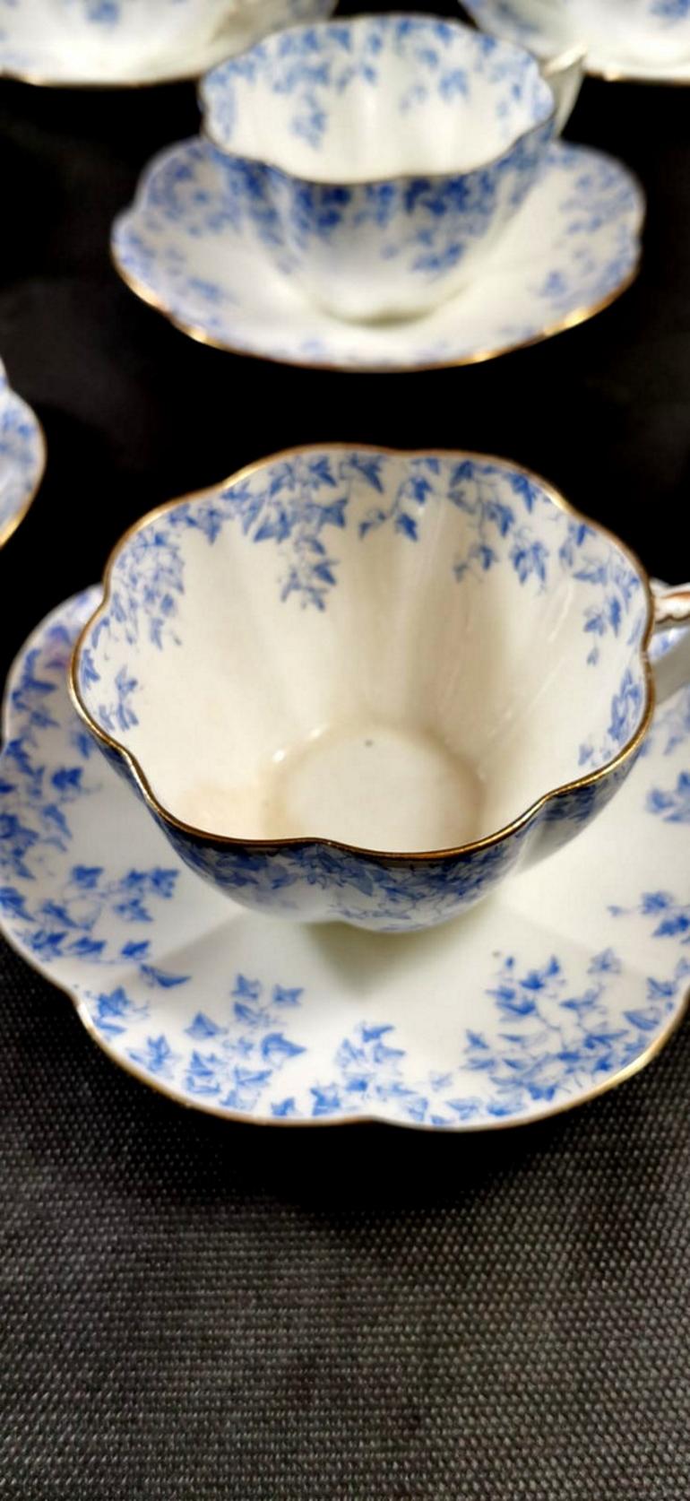 Staffordshire Porcelain Service English Coffee-Tea Cups with Plate 3