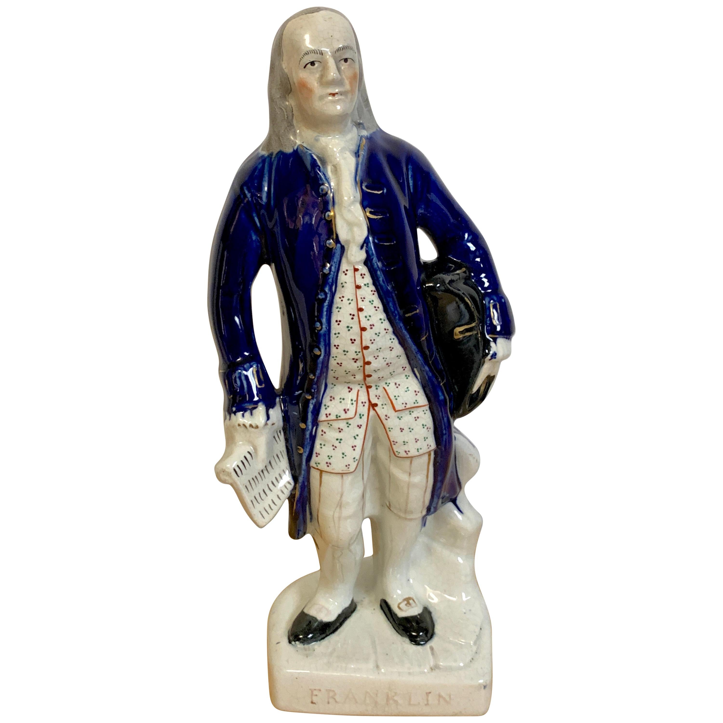 Staffordshire Portrait Figure of Standing Franklin, Circa 1850 For Sale