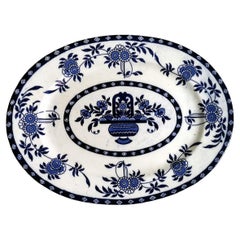 Staffordshire Potteries English Tray with Blue Transferware Decorations