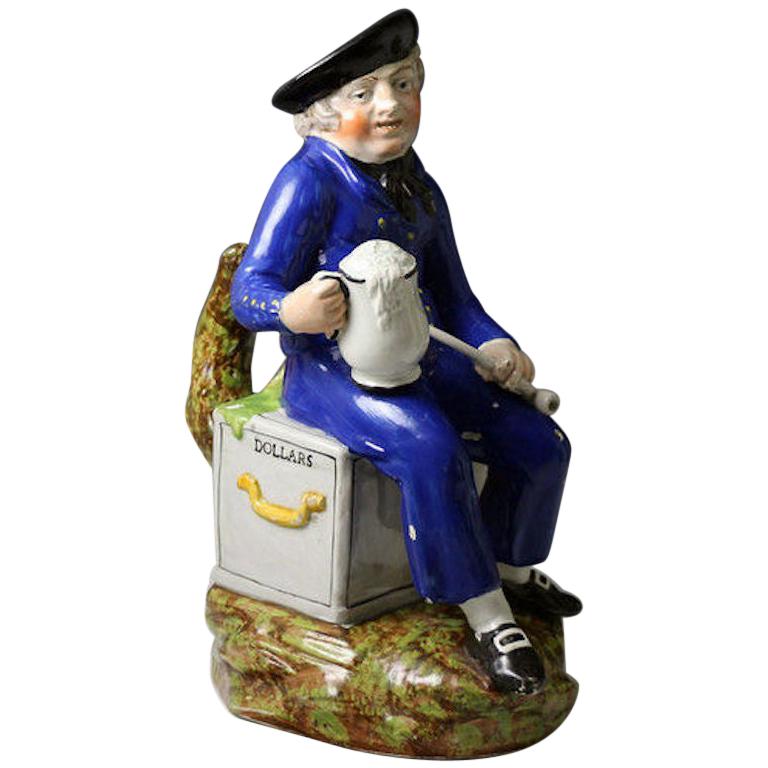 Staffordshire Pottery American Sailor Toby Jug Antique Period Early 19th Century For Sale