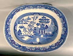 Staffordshire Pottery Blue and White Printed Chinoiserie Dish