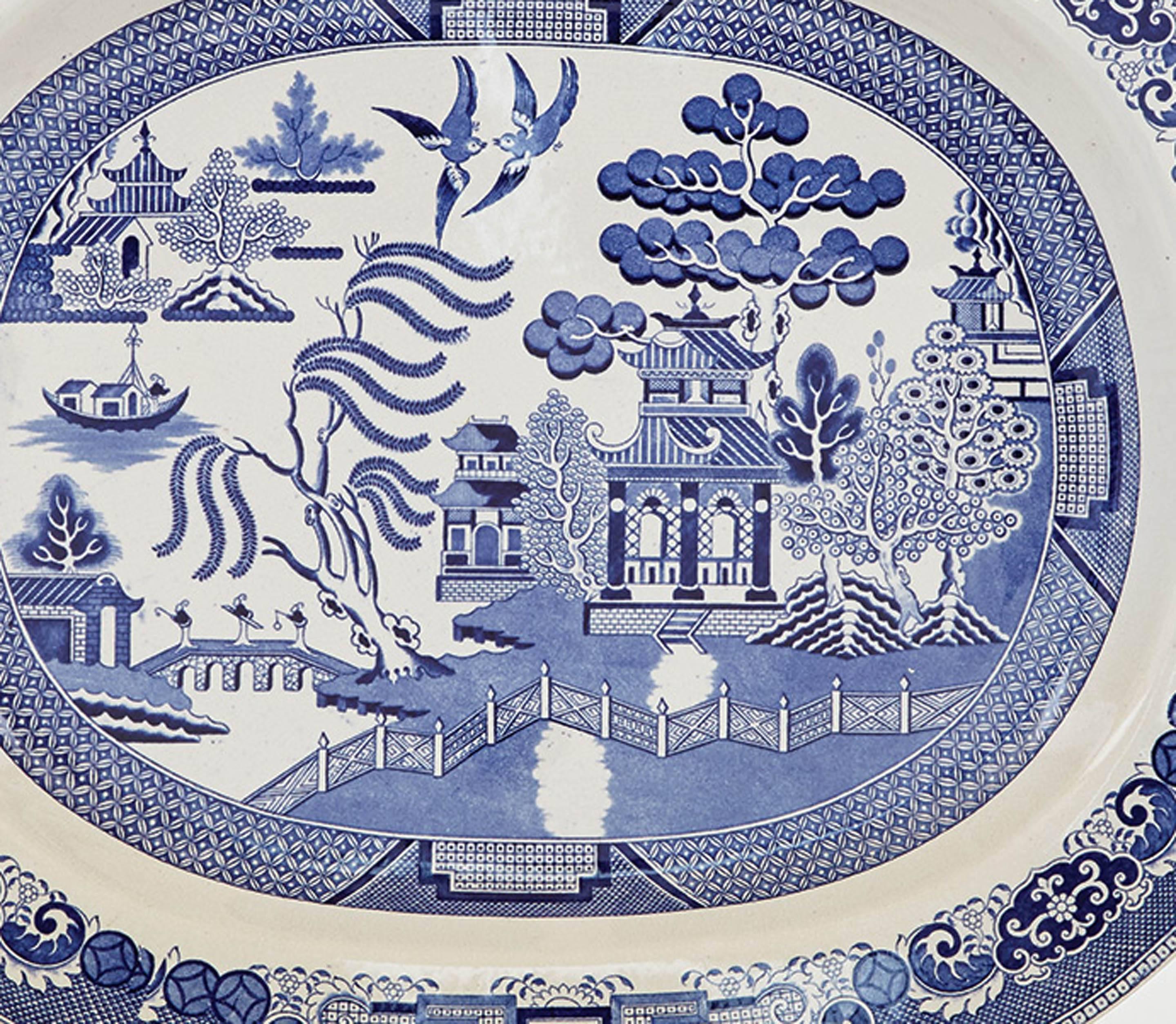 staffordshire blue and white china