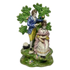 Staffordshire pottery bocage group, ‘Hairdresser’, c. 1820.