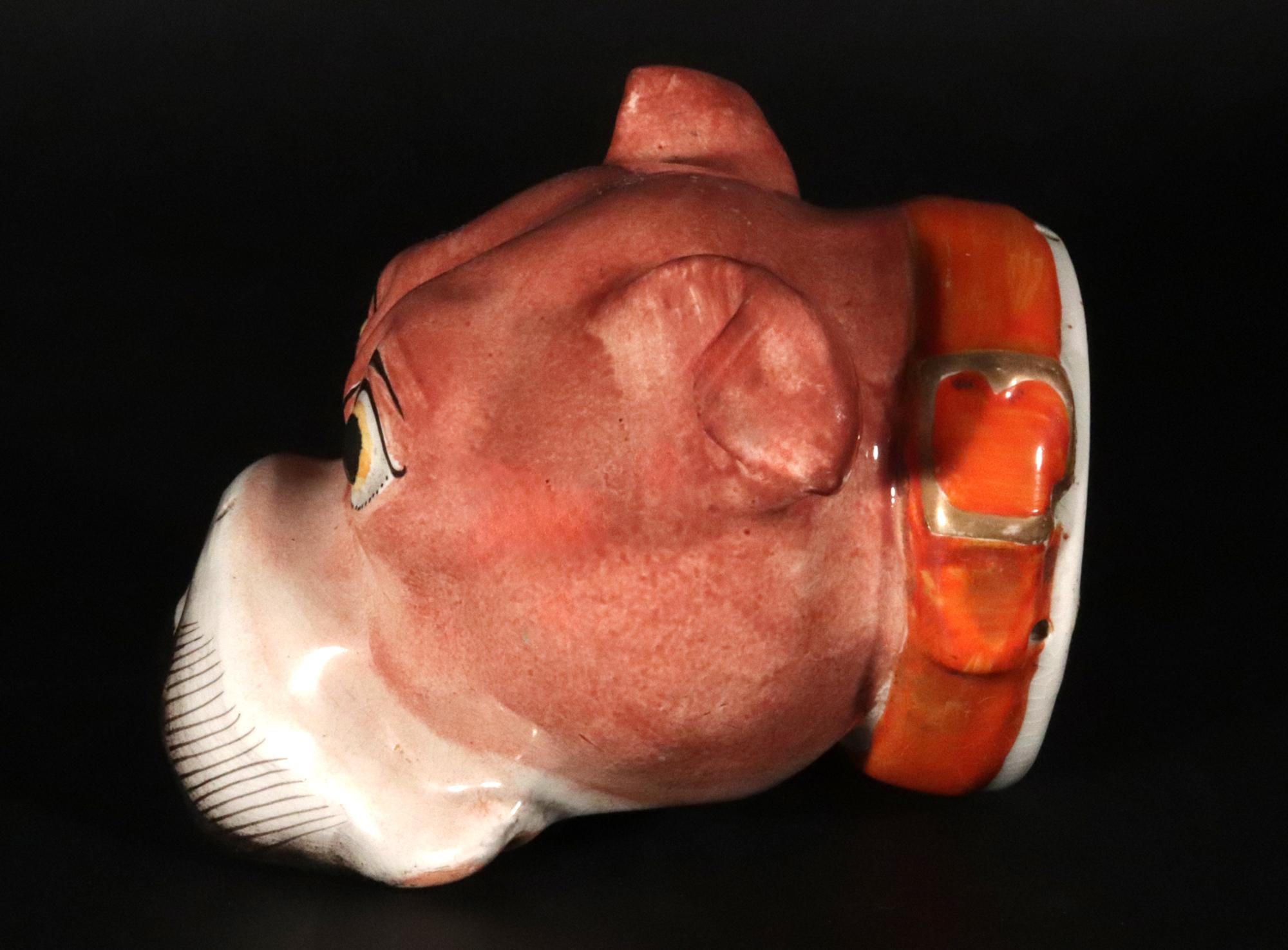 Staffordshire Pottery Bulldog Stirrup Cup In Good Condition For Sale In Downingtown, PA