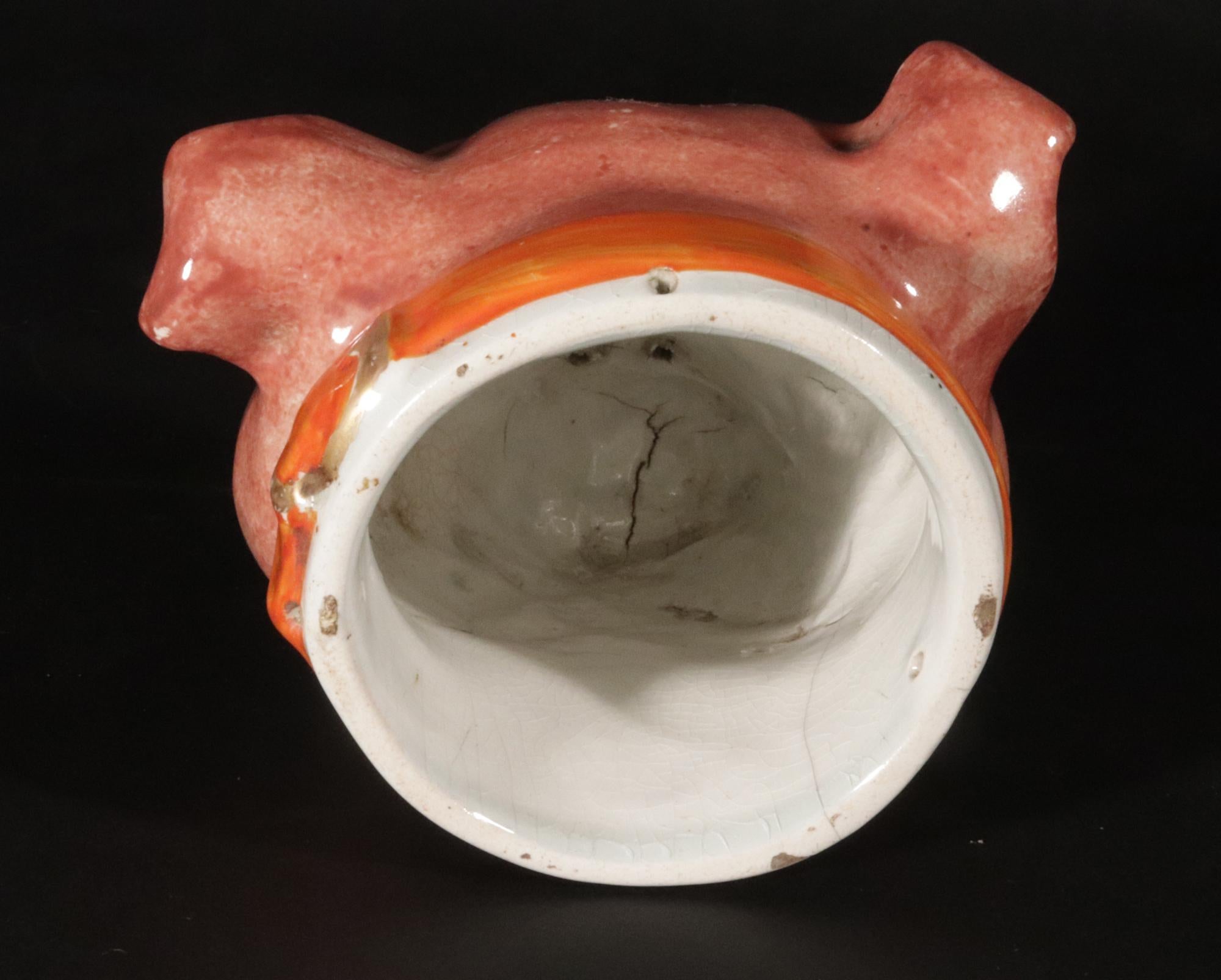 Staffordshire Pottery Bulldog Stirrup Cup For Sale 1