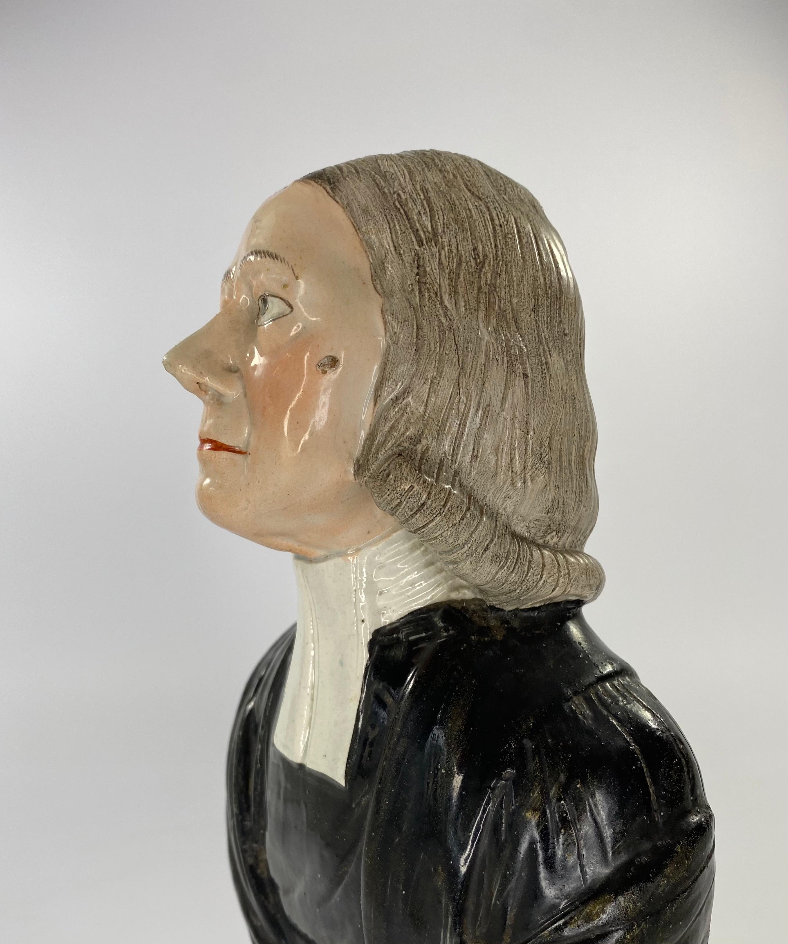 Fired Staffordshire Pottery Bust,  ‘John Wesley’, c. 1830