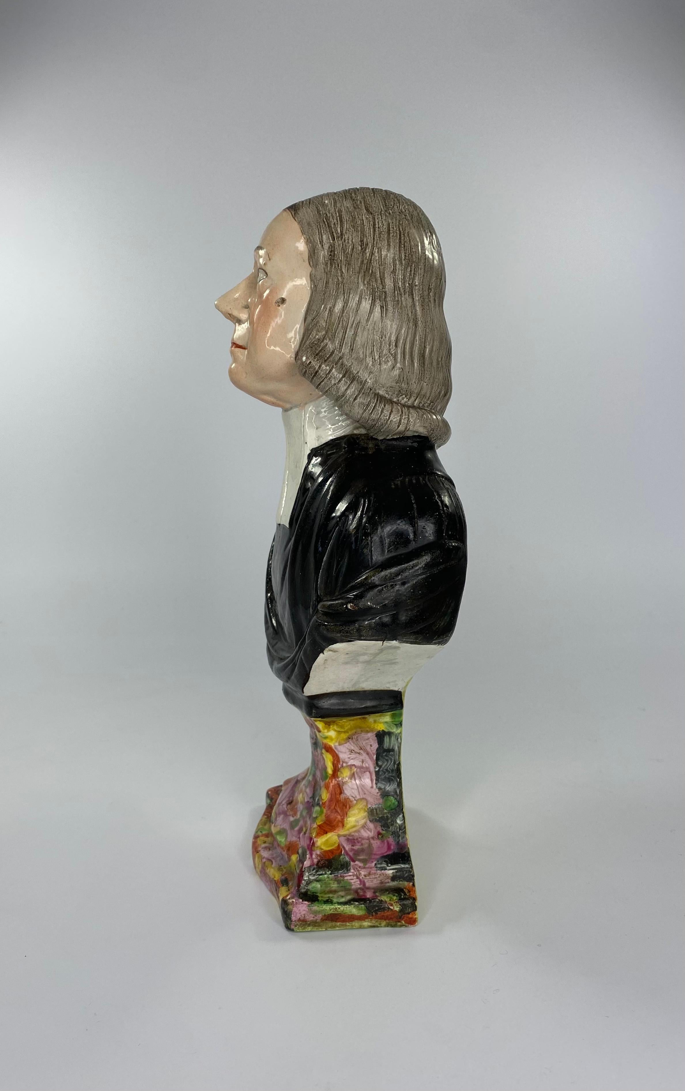 Staffordshire Pottery Bust,  ‘John Wesley’, c. 1830 In Good Condition In Gargrave, North Yorkshire