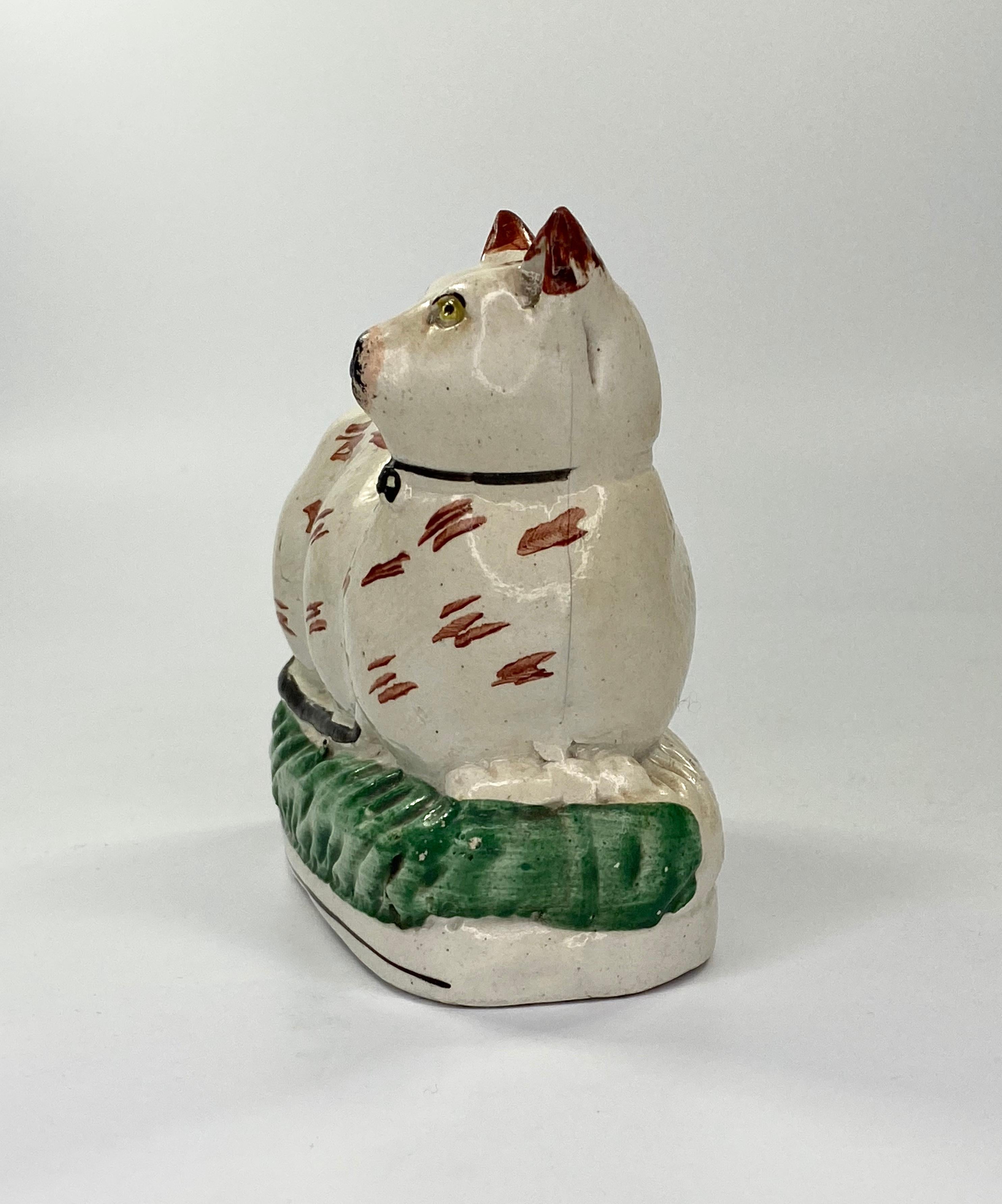 Fired Staffordshire Pottery Cat, circa 1860