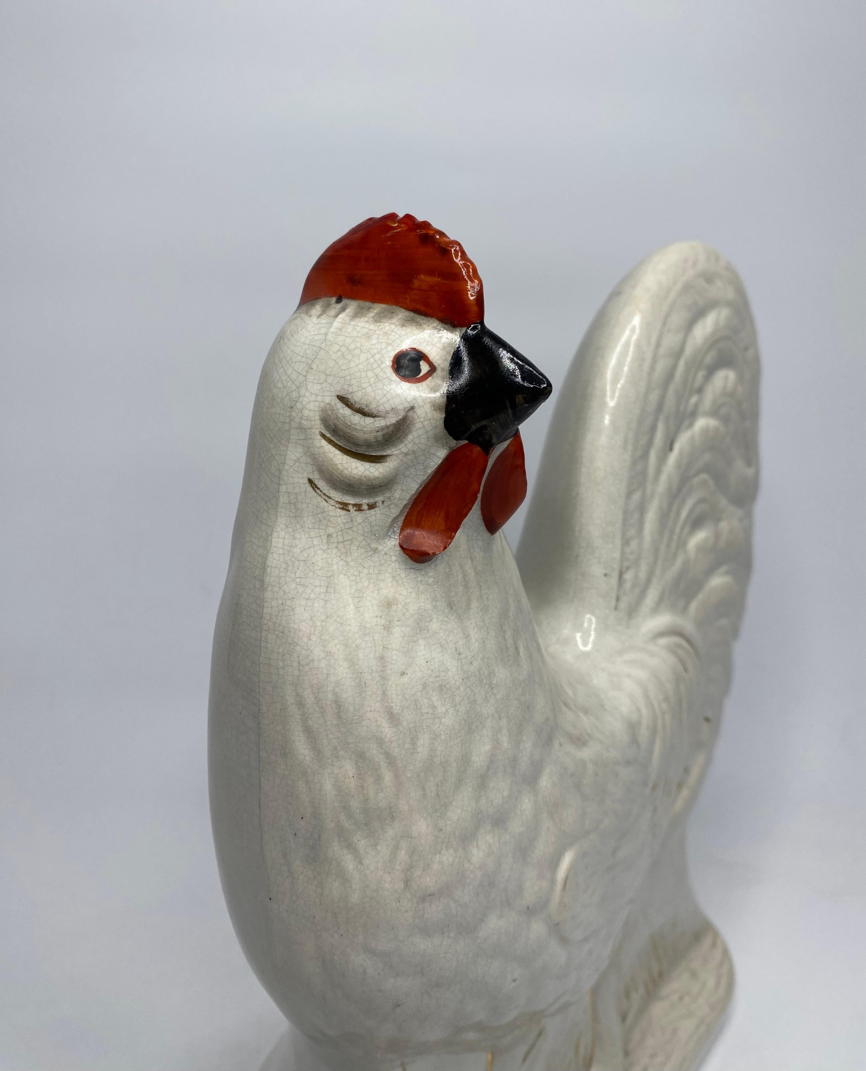 English Staffordshire pottery Cockerels, c. 1870. For Sale