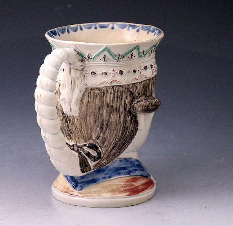 English Staffordshire Pottery Commemorative Tankard of Lord Rodney, 18th Century For Sale