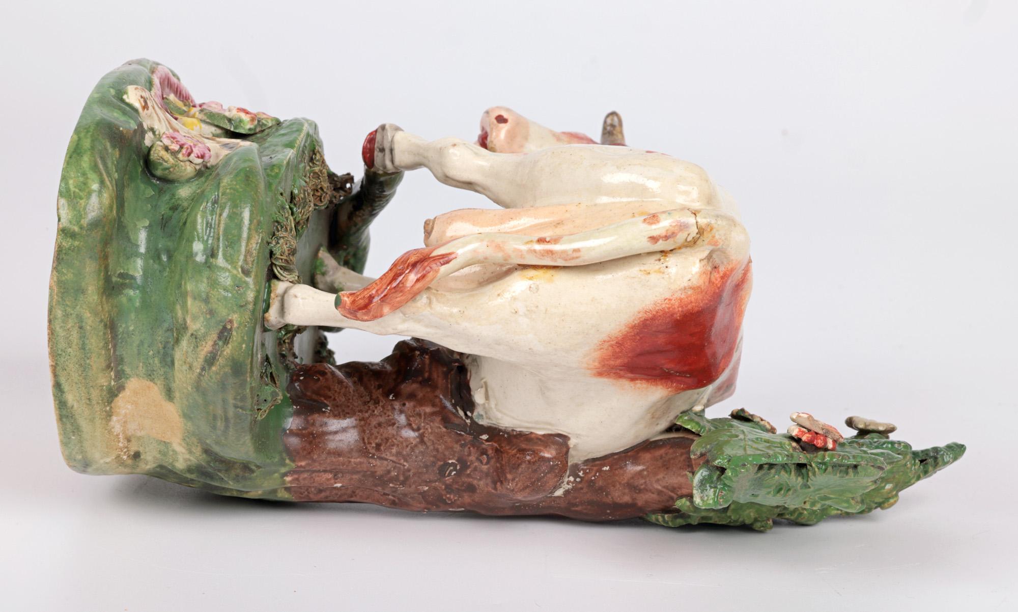 Staffordshire Pottery Cow Attacked by a Snake Pottery Figure 10