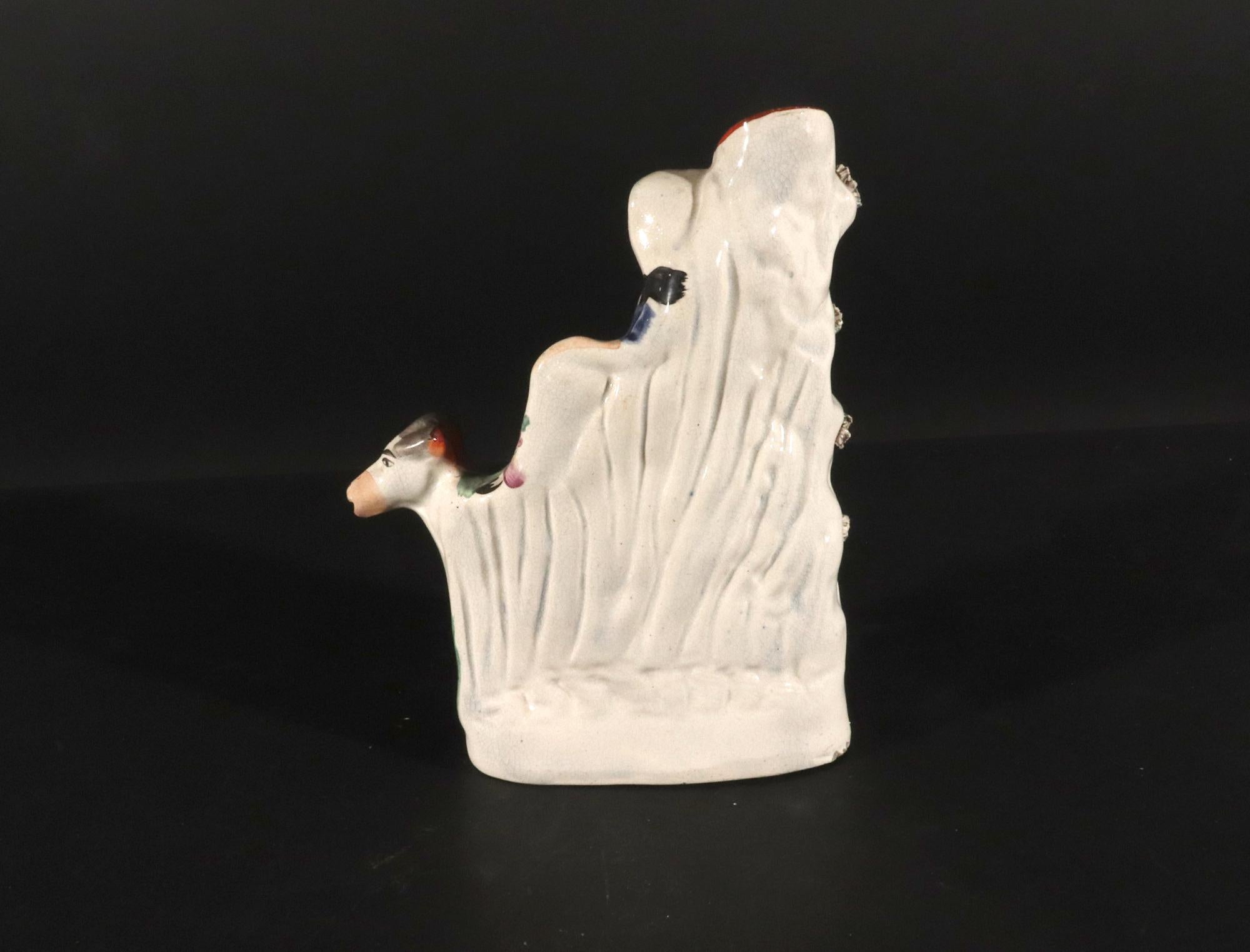Staffordshire Pottery Cow with Figure of Milk Maid 2