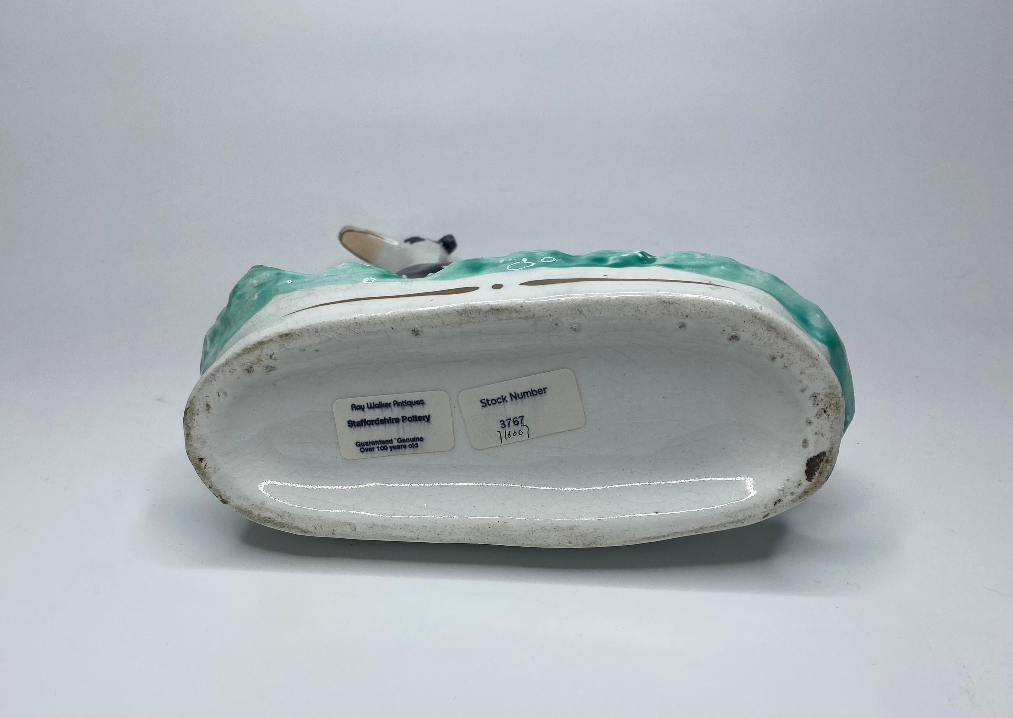Staffordshire pottery Disraeli Curl Greyhounds, c. 1850. In Excellent Condition In Gargrave, North Yorkshire