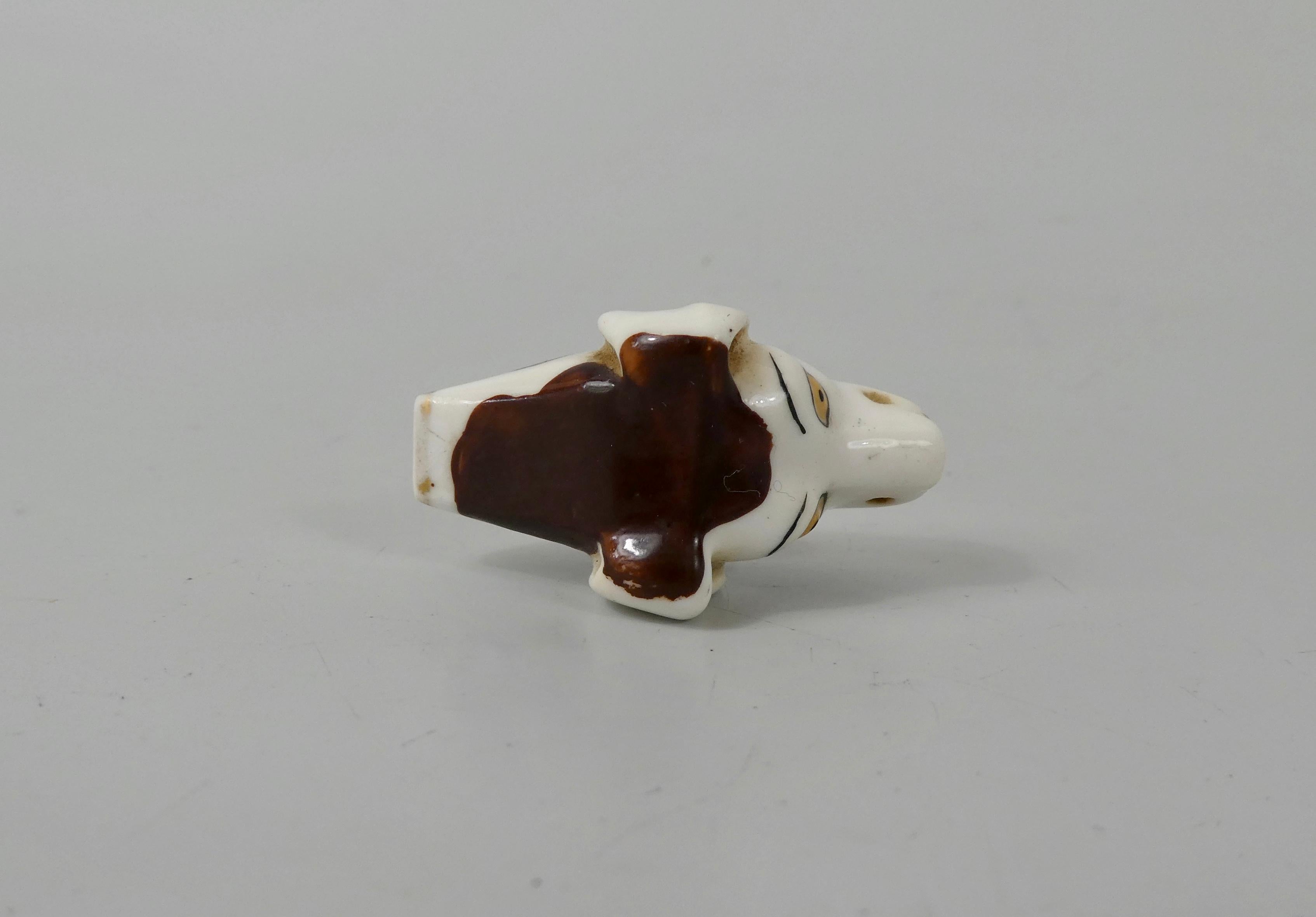 Fired Staffordshire Pottery Dog Whistle, circa 1830