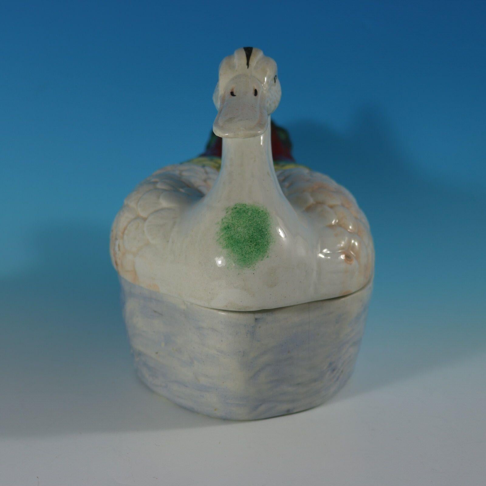 Victorian Staffordshire Pottery Duck Tureen For Sale