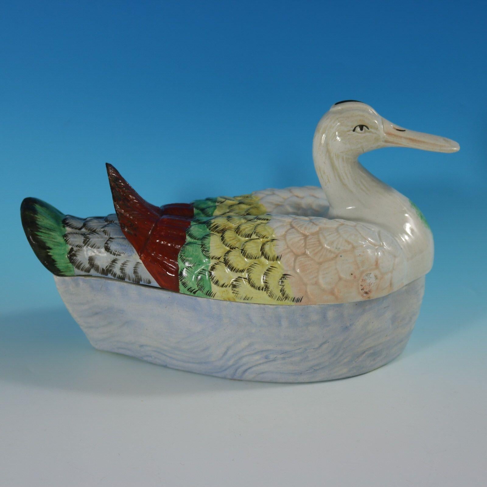 Staffordshire Pottery Duck Tureen In Good Condition For Sale In Chelmsford, Essex