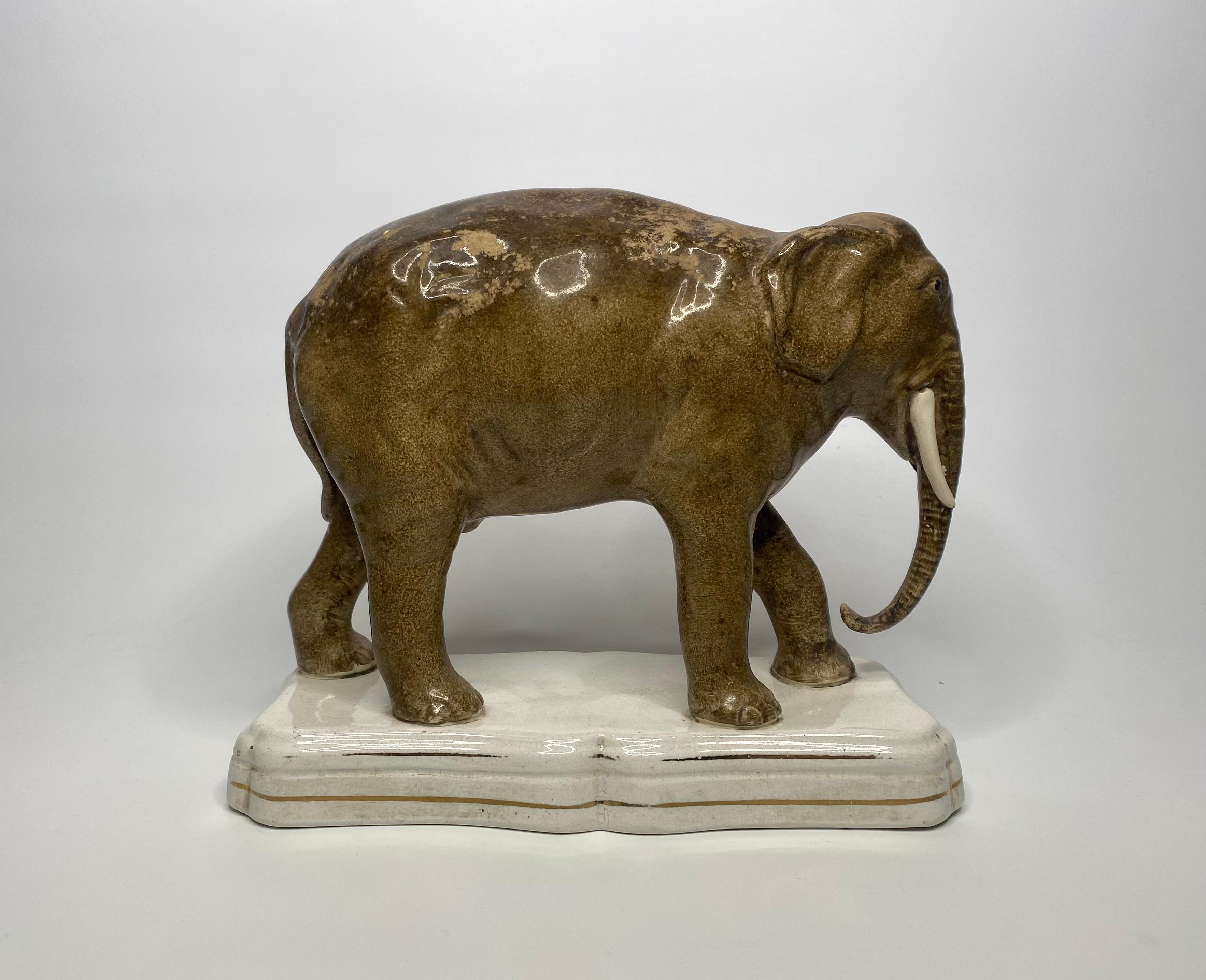 Victorian Staffordshire pottery elephant, ‘Jumbo’, c. 1860.