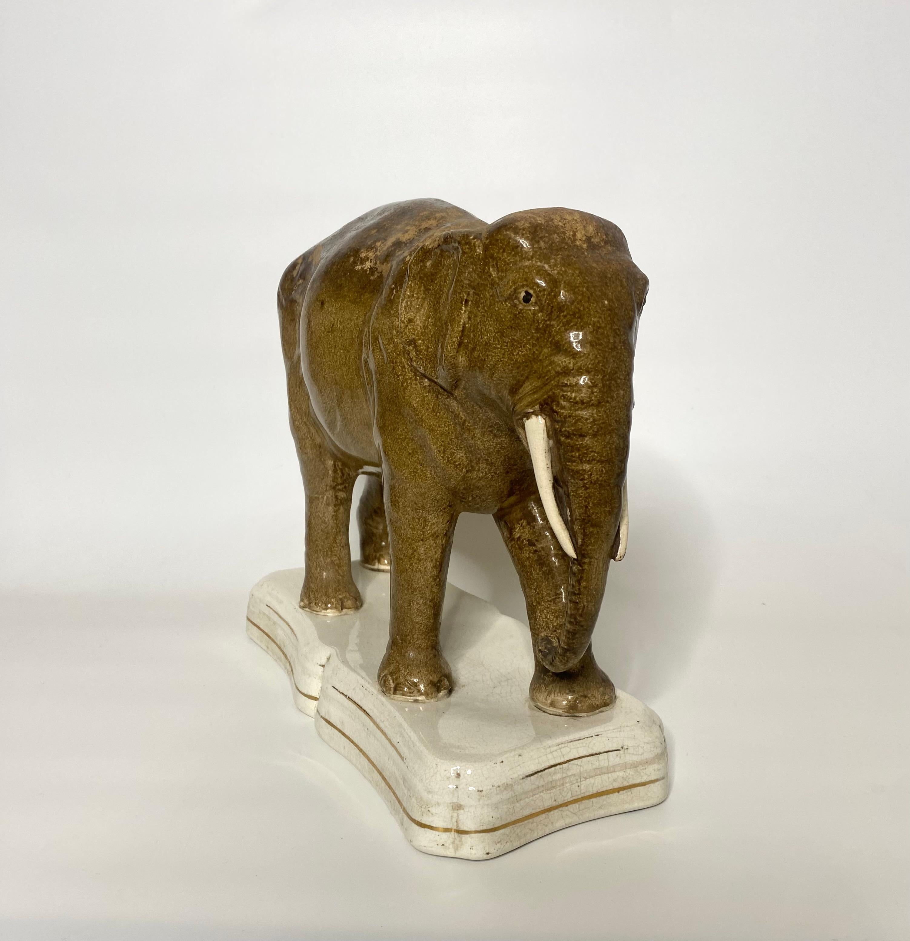 Fired Staffordshire pottery elephant, ‘Jumbo’, c. 1860.