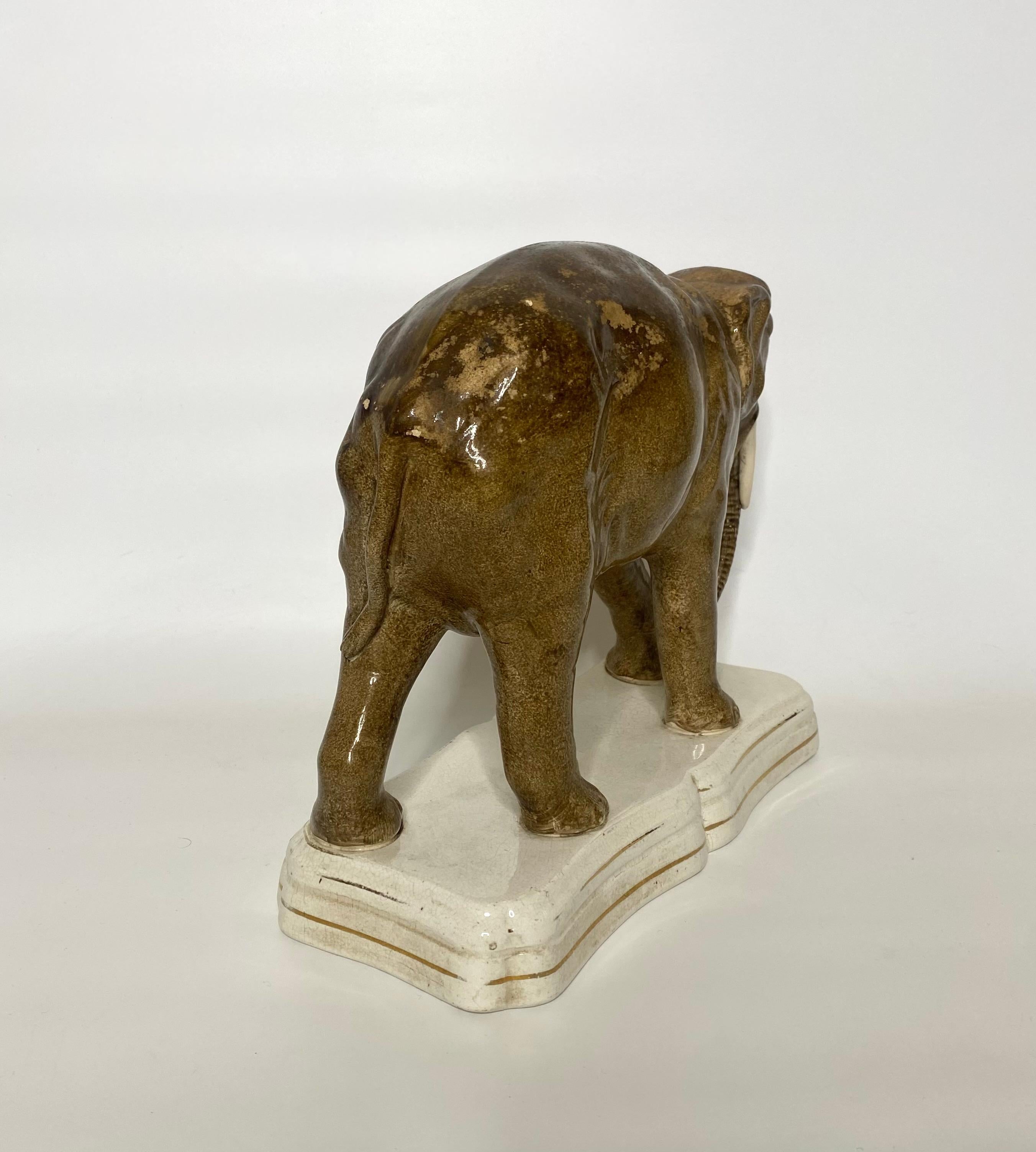 Staffordshire pottery elephant, ‘Jumbo’, c. 1860. In Excellent Condition In Gargrave, North Yorkshire
