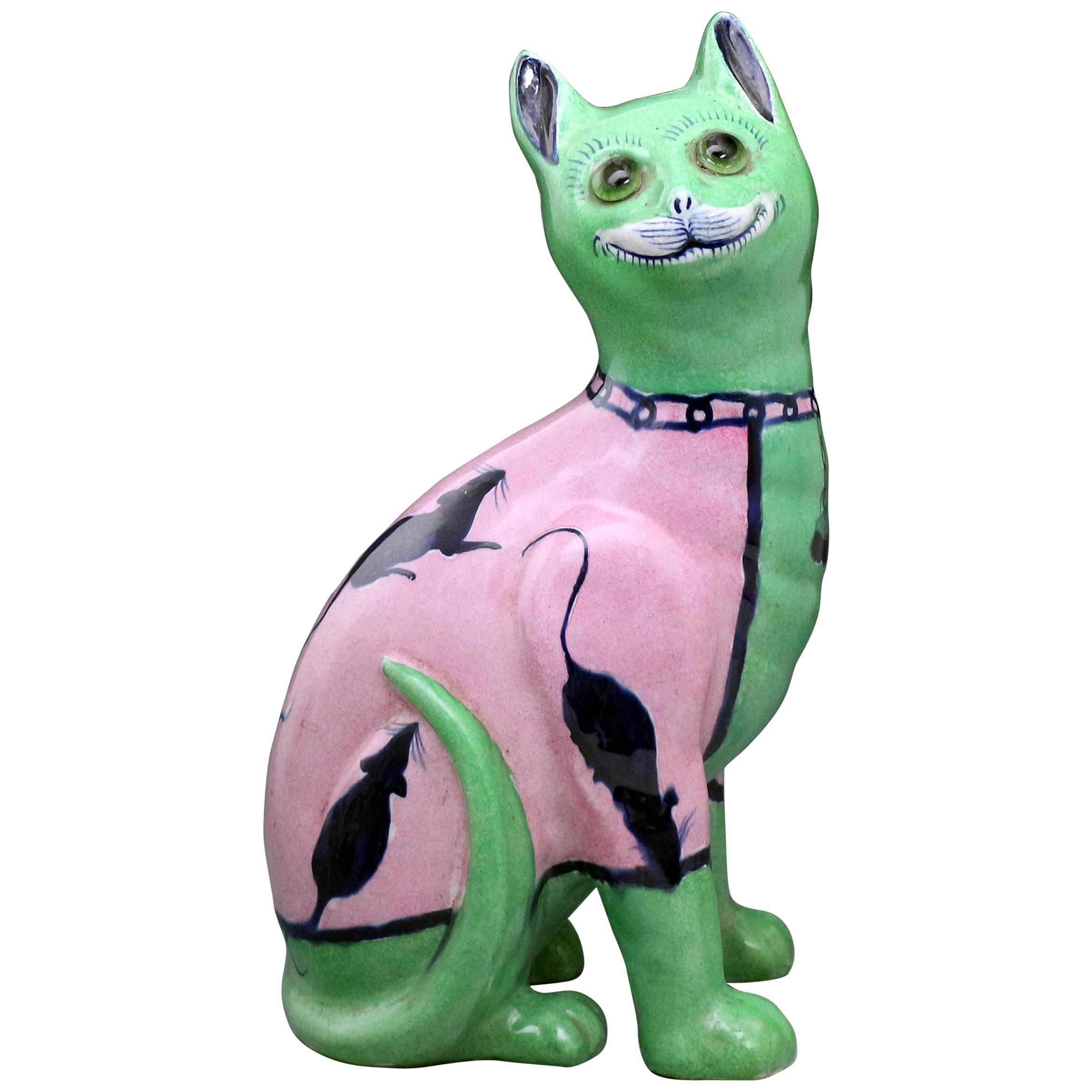 Staffordshire Pottery Figure of a Cat in the Emile Galle Style, circa 1900 For Sale