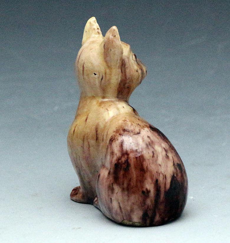 18th Century and Earlier Staffordshire Pottery Figure of a Cat Mid-18th Century Whieldon Type