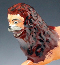Staffordshire Pottery Figure of a Lion with a Pearlware Glaze Early 19th Century